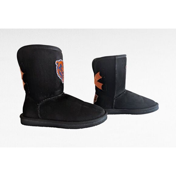 HSN faux suede & fur Chicago Bears calf high boots  Sz 6 - Picture 10 of 14